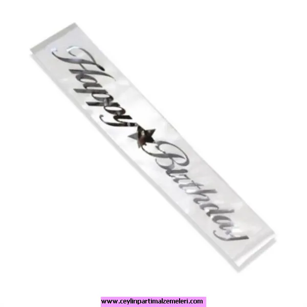 Happy Bırthday Beyaz Gümüş Kuşak